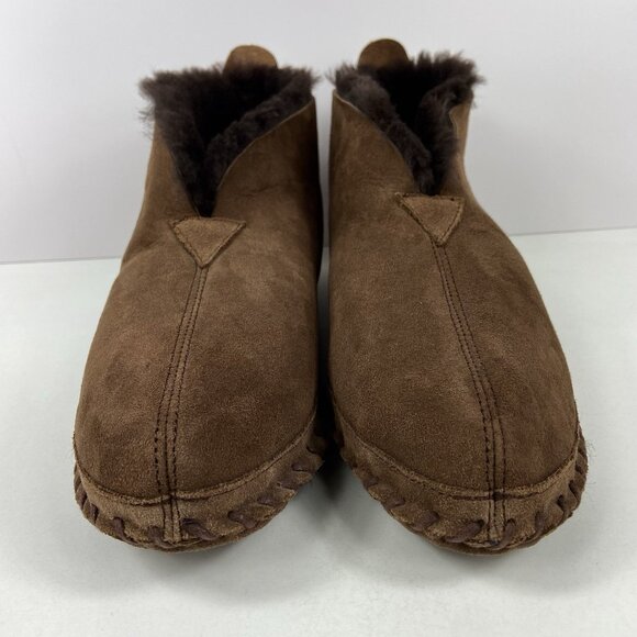 NEW LL Bean Wicked Good Slippers Mens Size 11 M Brown Suede Shearling Booties - Picture 5 of 8
